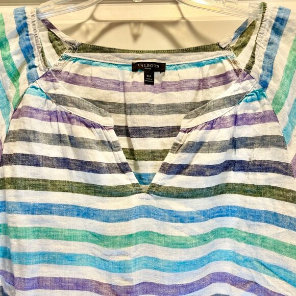 Talbots LINEN POPOVER - ROCKPORT STRIPE - Picture 8 of 14